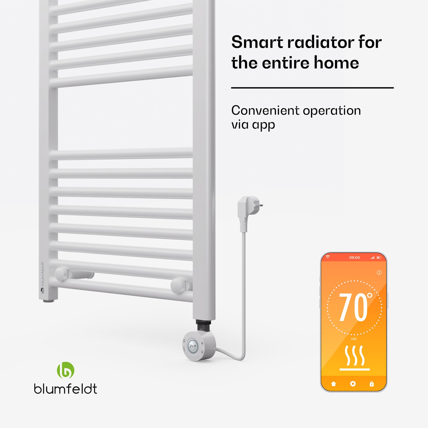 Harrison Smart elektrische radiator 400 W app 50 x 100 cm 3 handdoekwarmers Wit