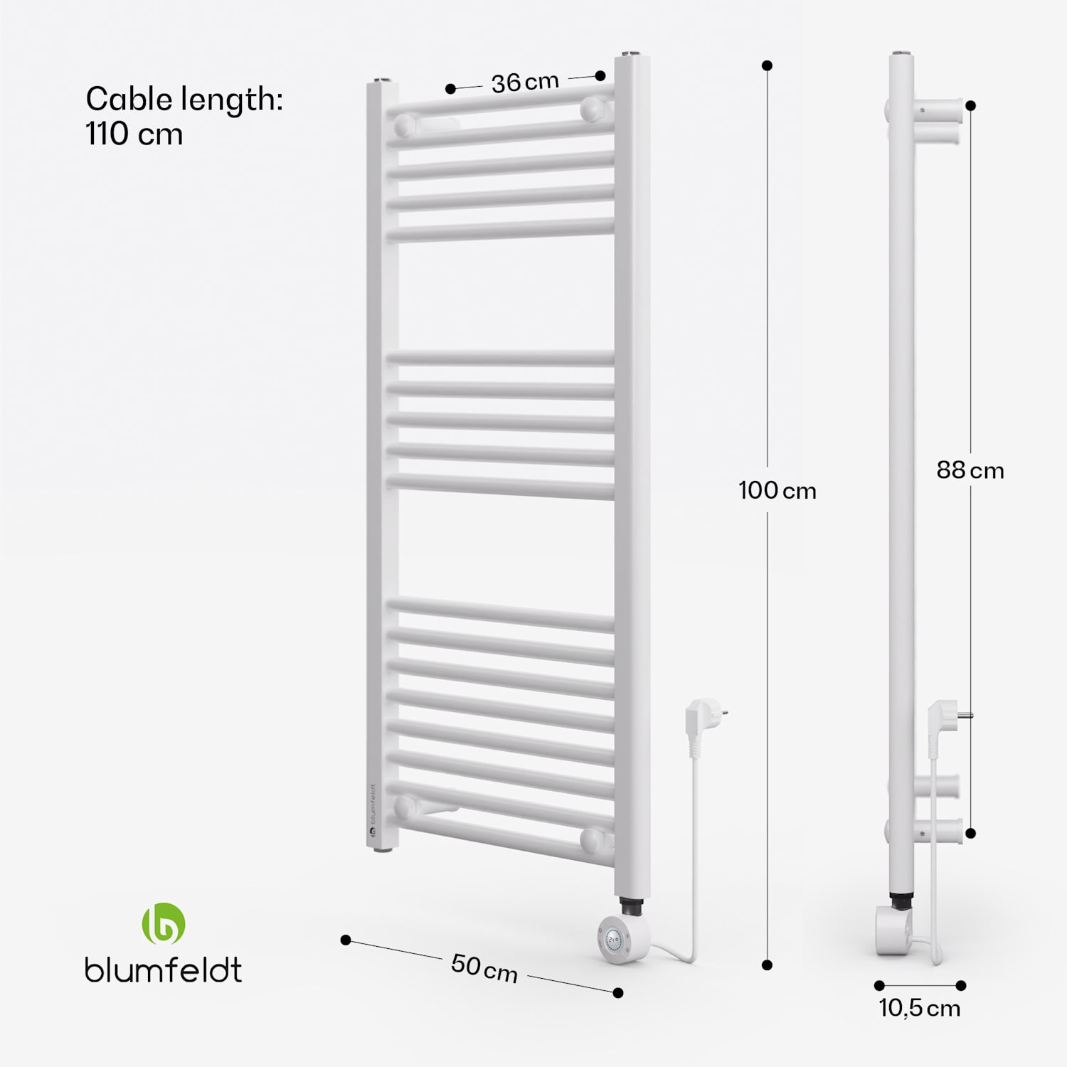 Harrison Smart elektrische radiator 400 W app 50 x 100 cm 3 handdoekwarmers Wit