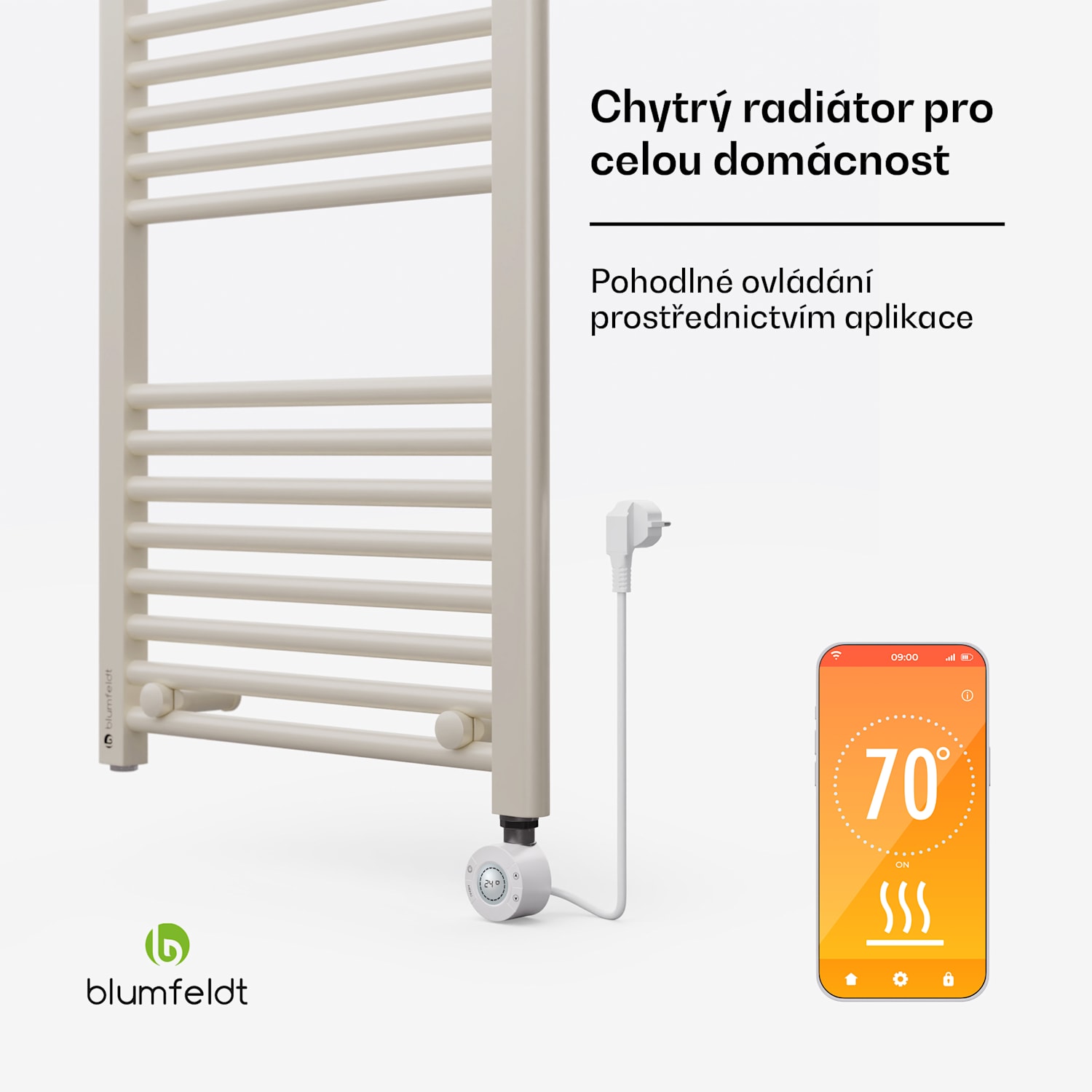 Harrison Smart, elektrický radiátor, 50 x 100 cm, 400 W, aplikace, 3 ohřívače ručníků Písek