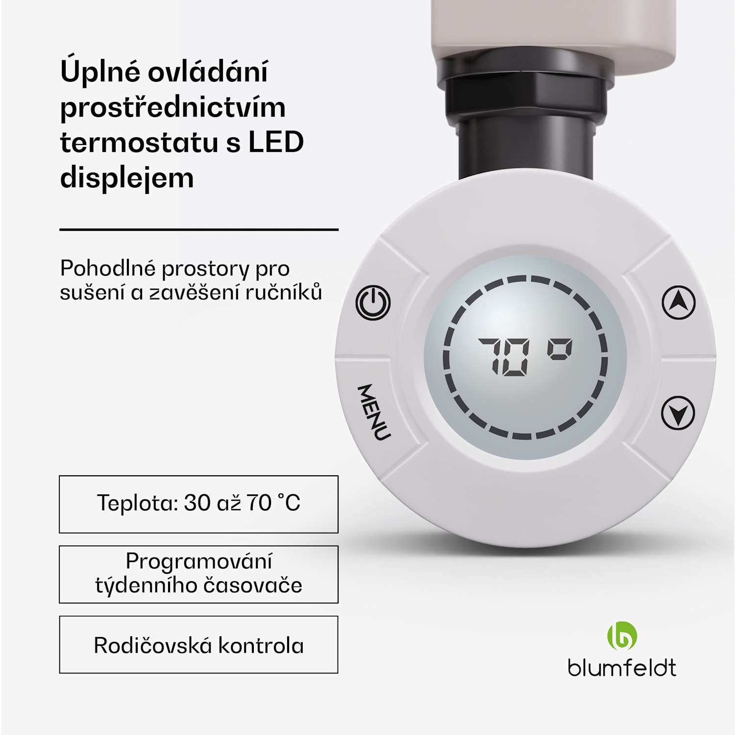 Harrison Smart, elektrický radiátor, 50 x 100 cm, 400 W, aplikace, 3 ohřívače ručníků Písek