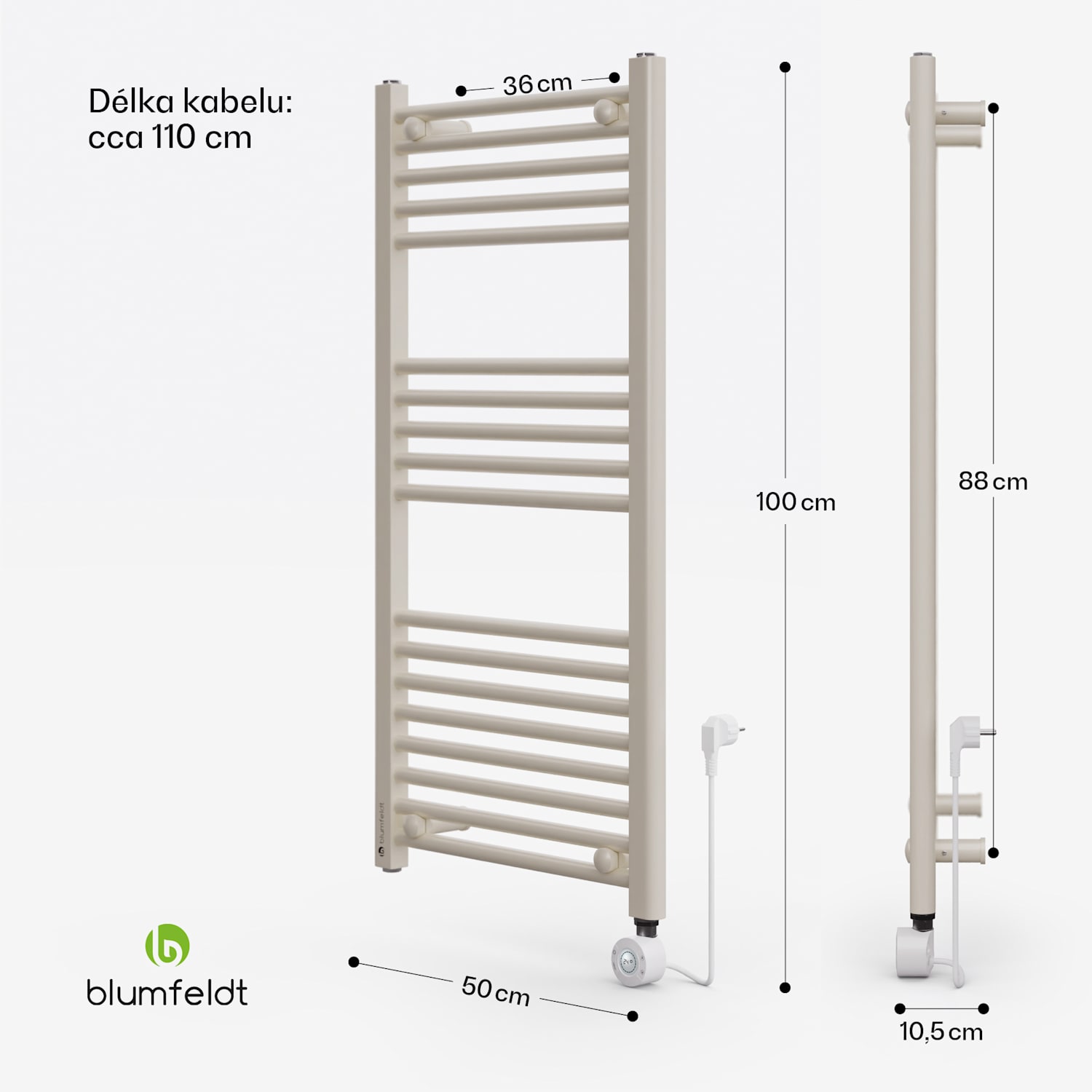 Harrison Smart, elektrický radiátor, 50 x 100 cm, 400 W, aplikace, 3 ohřívače ručníků Písek