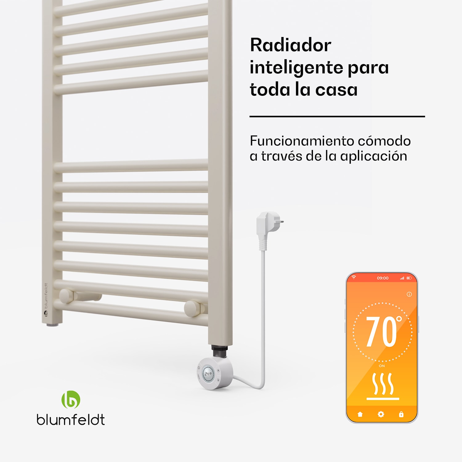 Radiador eléctrico Harrison Smart 400W App 50x100cm 3 calentadores de toallas Arena
