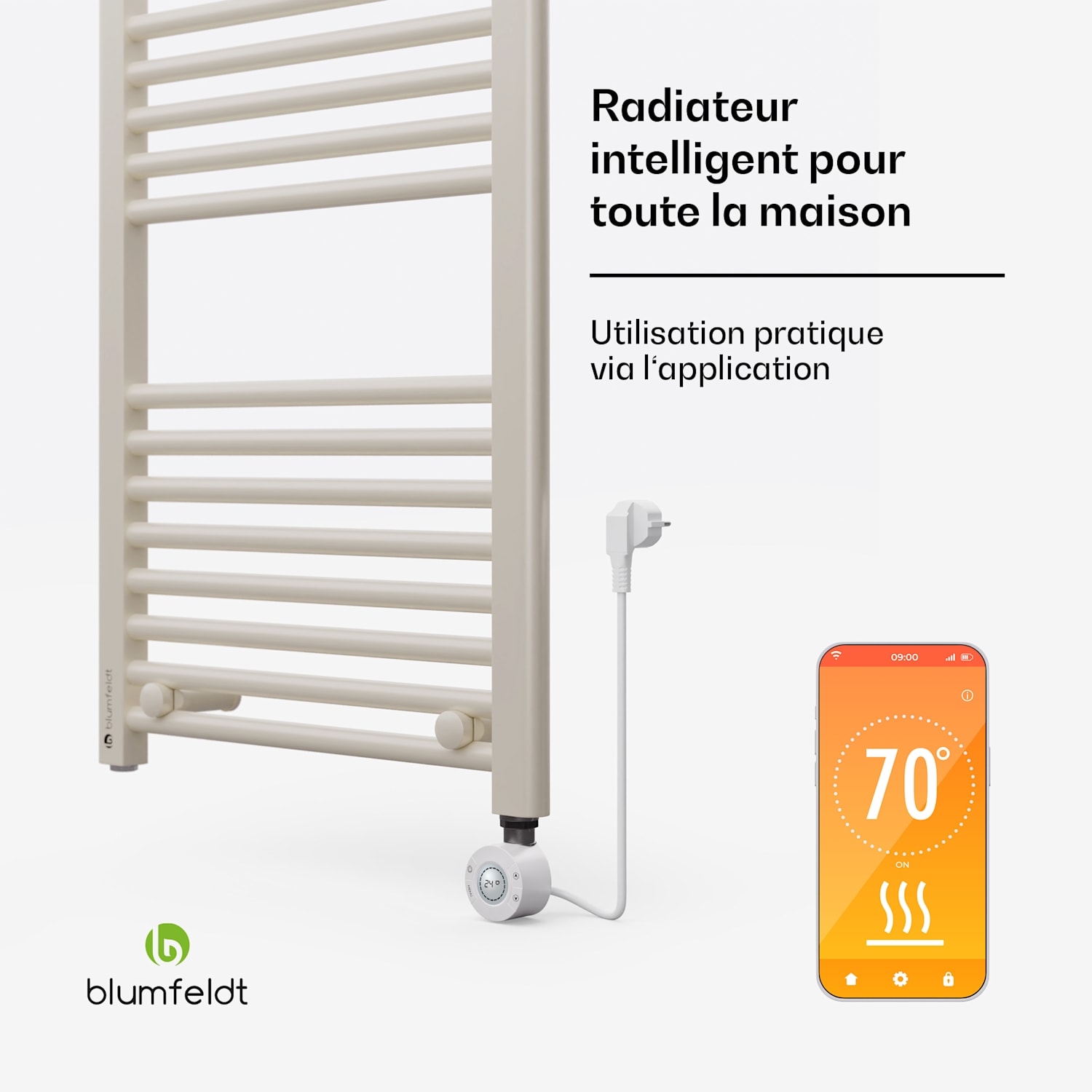 Harrison Smart elektrische radiator 400 W app 50 x 100 cm 3 handdoekwarmers Zand