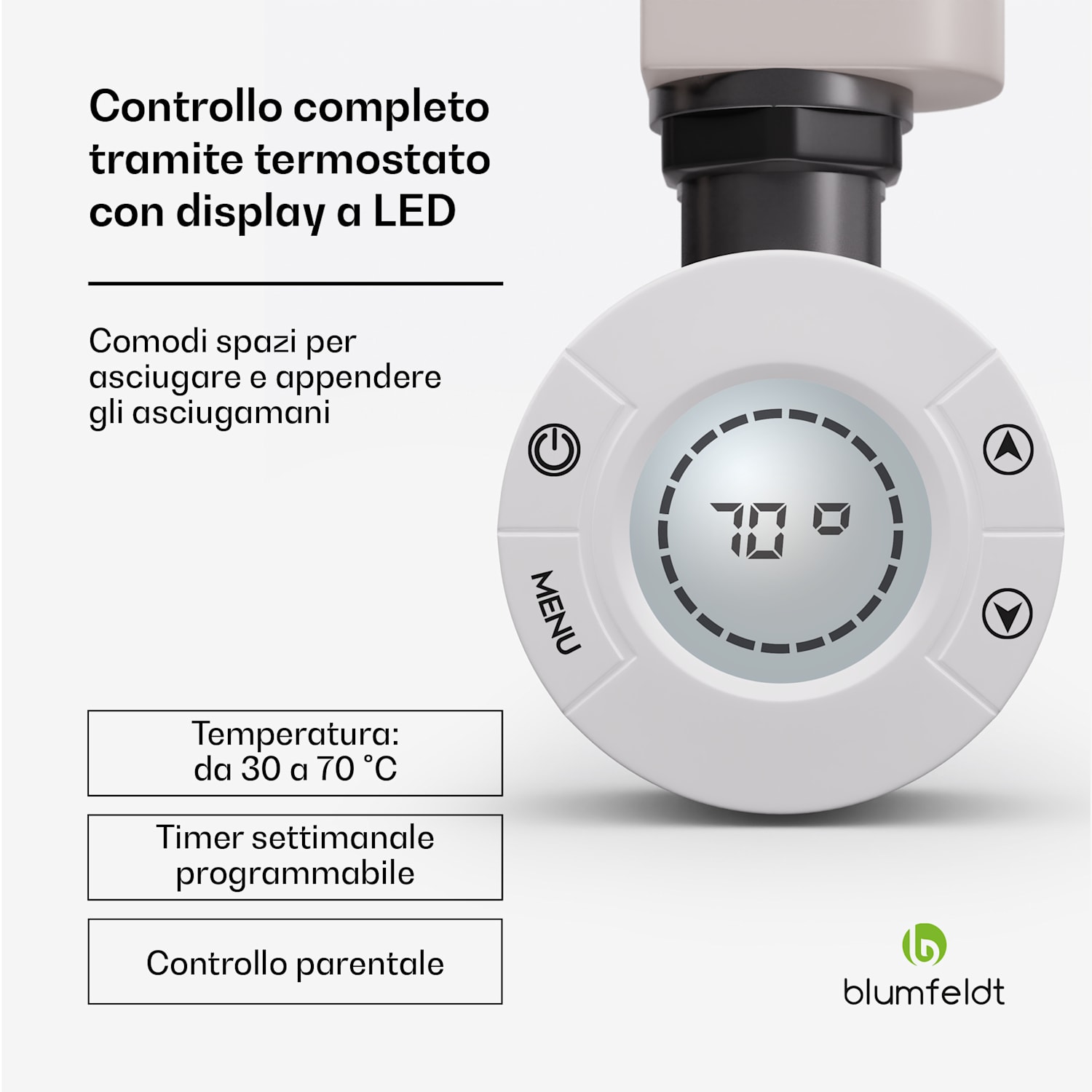 Harrison Smart - Termosifone elettrico, 400 W, app, 50 x 100 cm, 3 scaldasalviette Sabbia