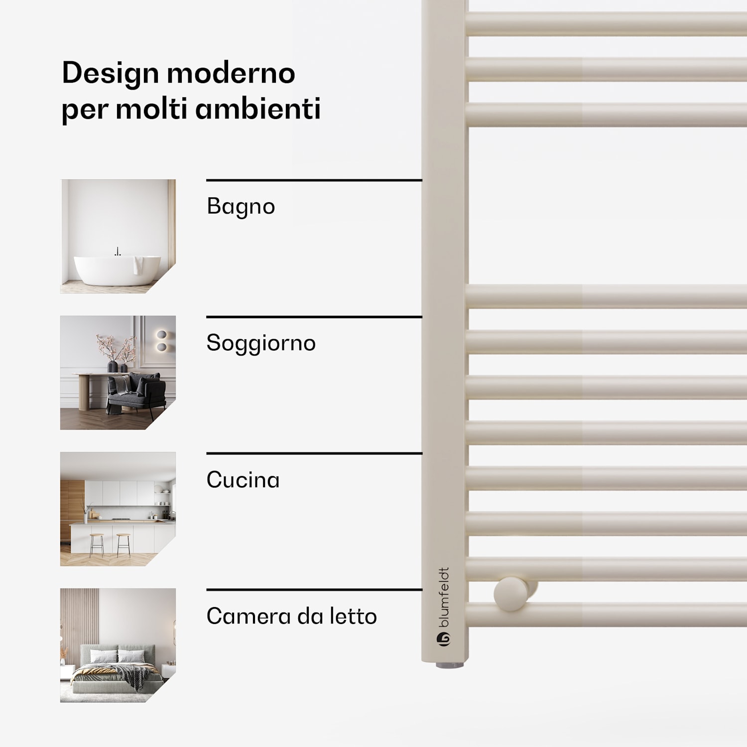Harrison Smart - Termosifone elettrico, 400 W, app, 50 x 100 cm, 3 scaldasalviette Sabbia