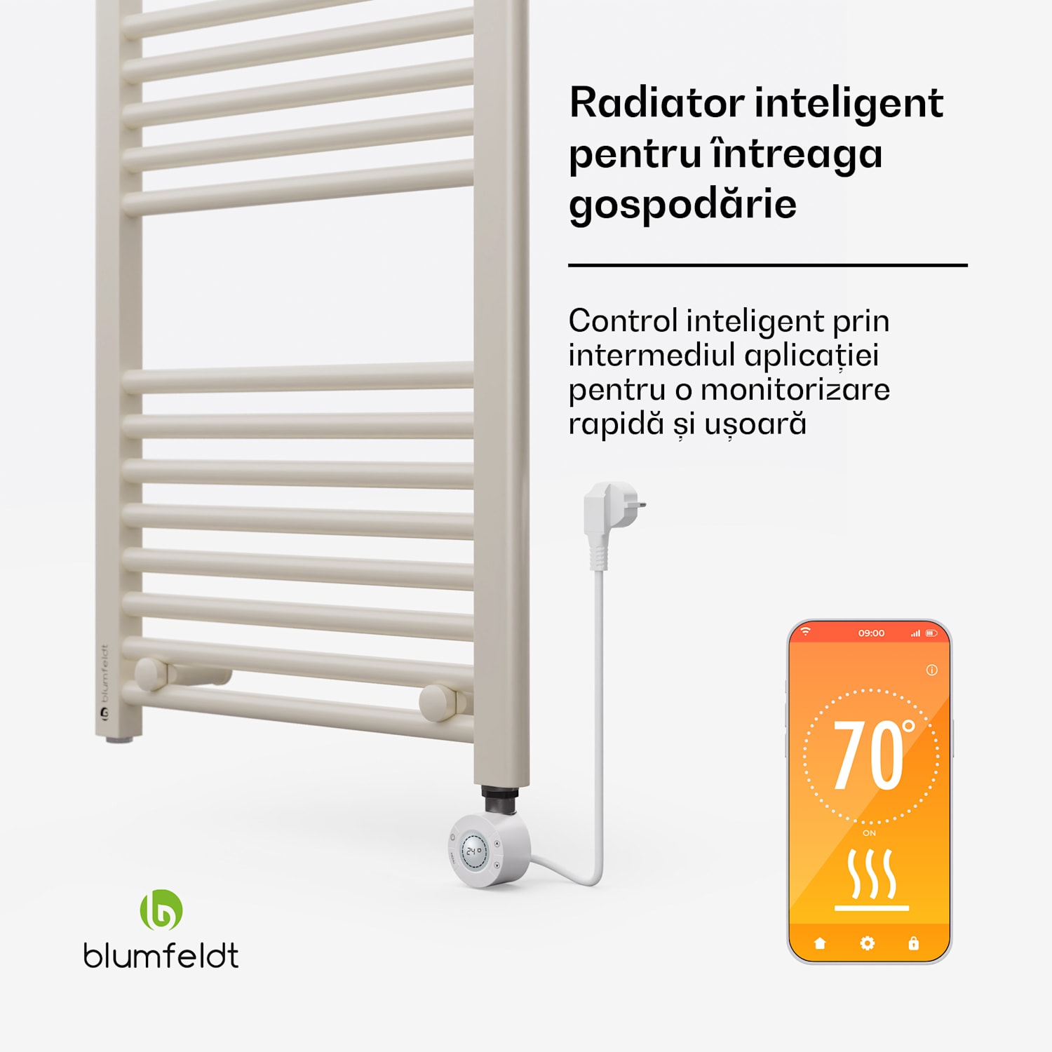 Harrison Smart, radiator electric Harrison Smart, 50 x 100 cm, 400 W, App, 3 încălzitoare de prosoape Nisip