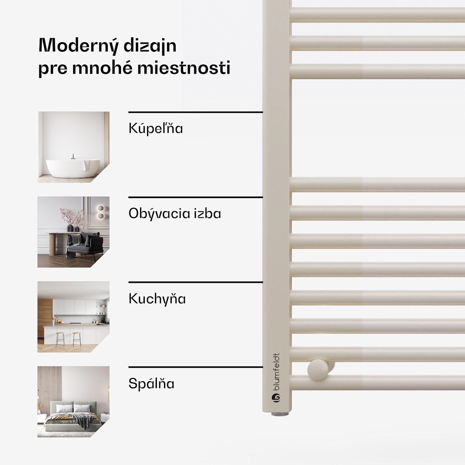Harrison Smart, elektrický radiátor, 50 x 100 cm, 400 W, Aplikácia, 3 ohrievače uterákov Piesok