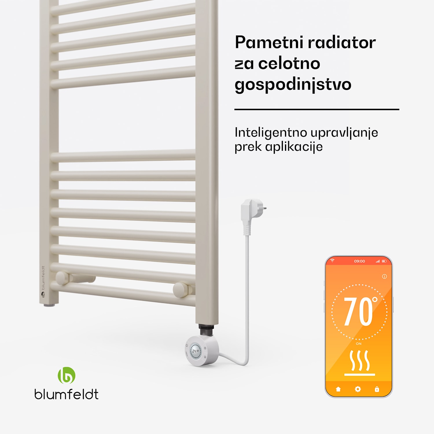 Harrison Smart, električni radiator, 50 x 100 cm, 400 W, Aplikacija, 3 grelniki brisač Pesek