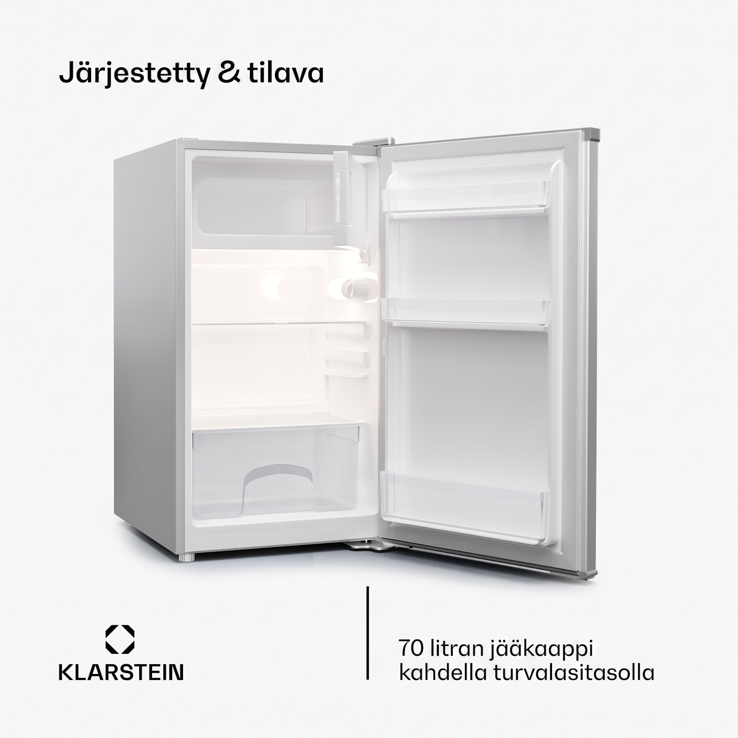Cool Cousin -jääkaappipakastin 70/11 litraa 40 dB 2 tasoa Hopea Metallinen
