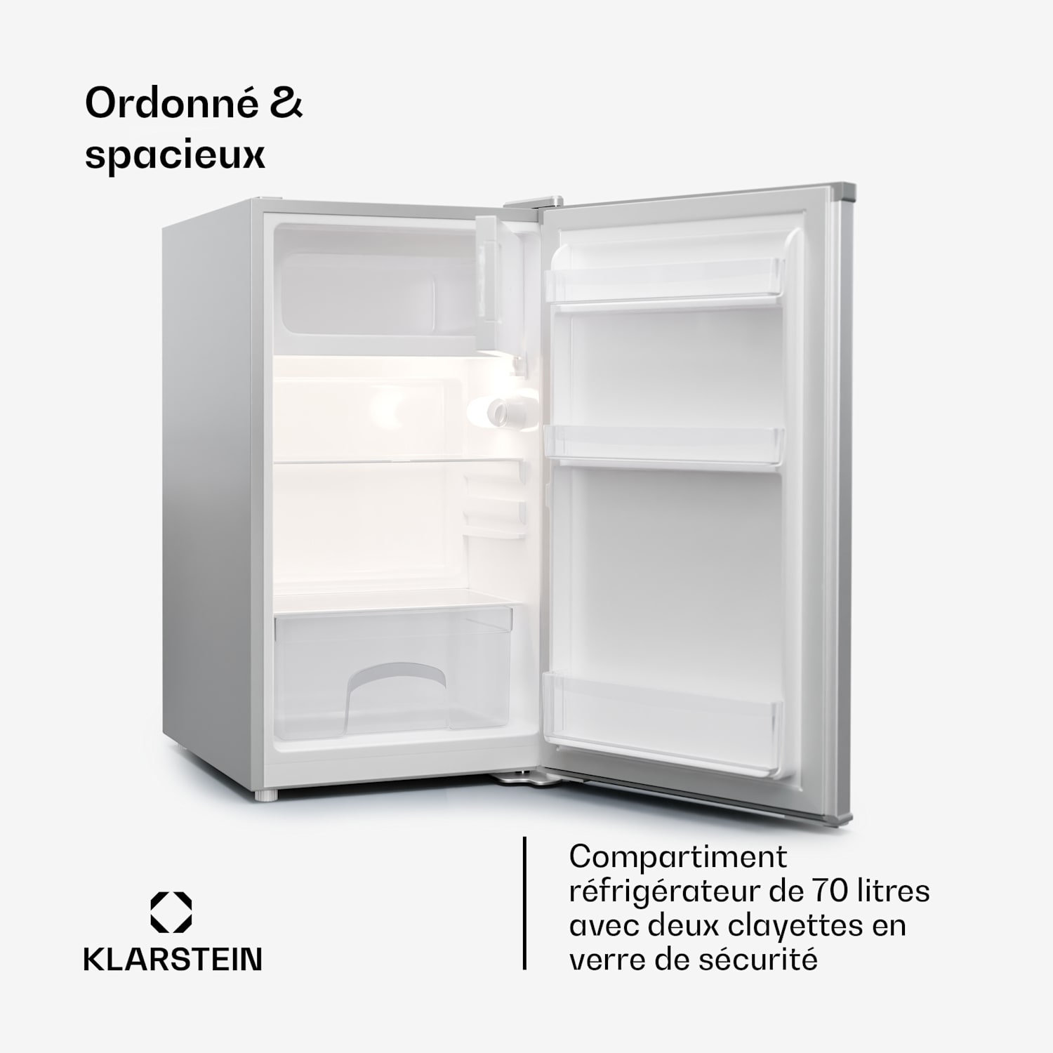 Cool Cousin koelvriescombinatie 70/11 liter 40 dB 2 niveaus Zilver Metallic