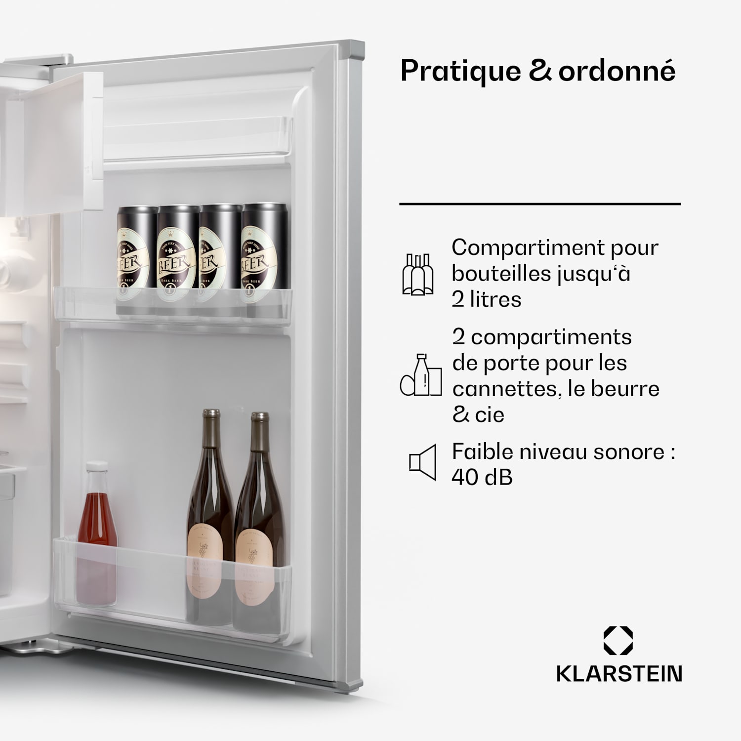 Cool Cousin koelvriescombinatie 70/11 liter 40 dB 2 niveaus Zilver Metallic