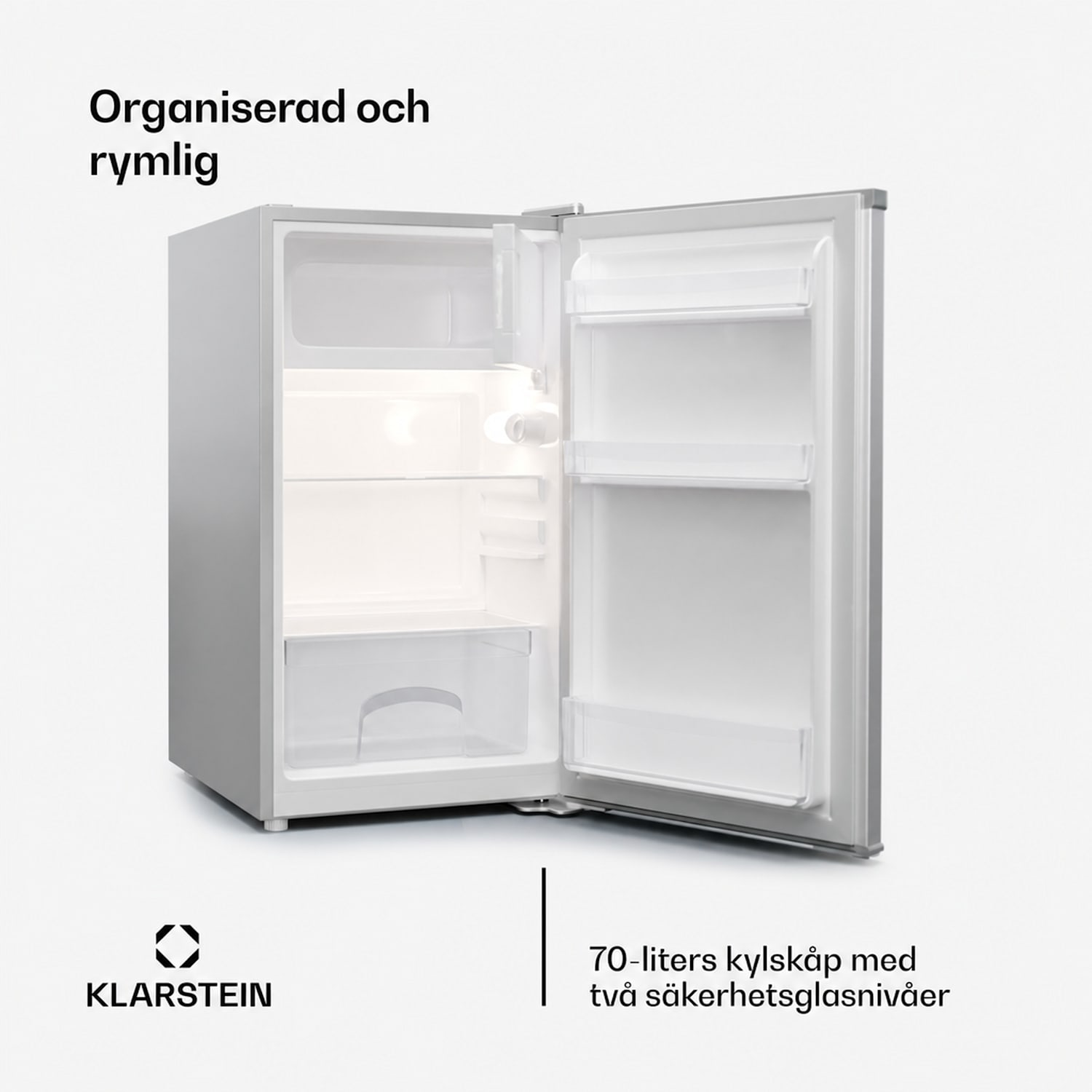 Cool Cousin kyl- och fryskombination 70/11 liter, 40 dB, 2 hyllplan Silver Metallic