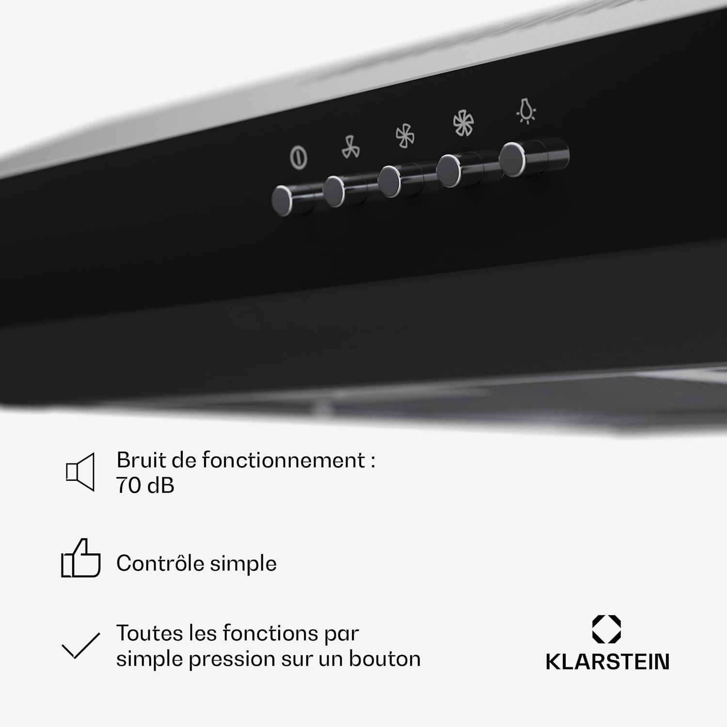 Contempo 60 Hotte aspirante encastrée 60 cm 200 m³/h LED Acier inoxydable Acrylique 60 cm | Noir