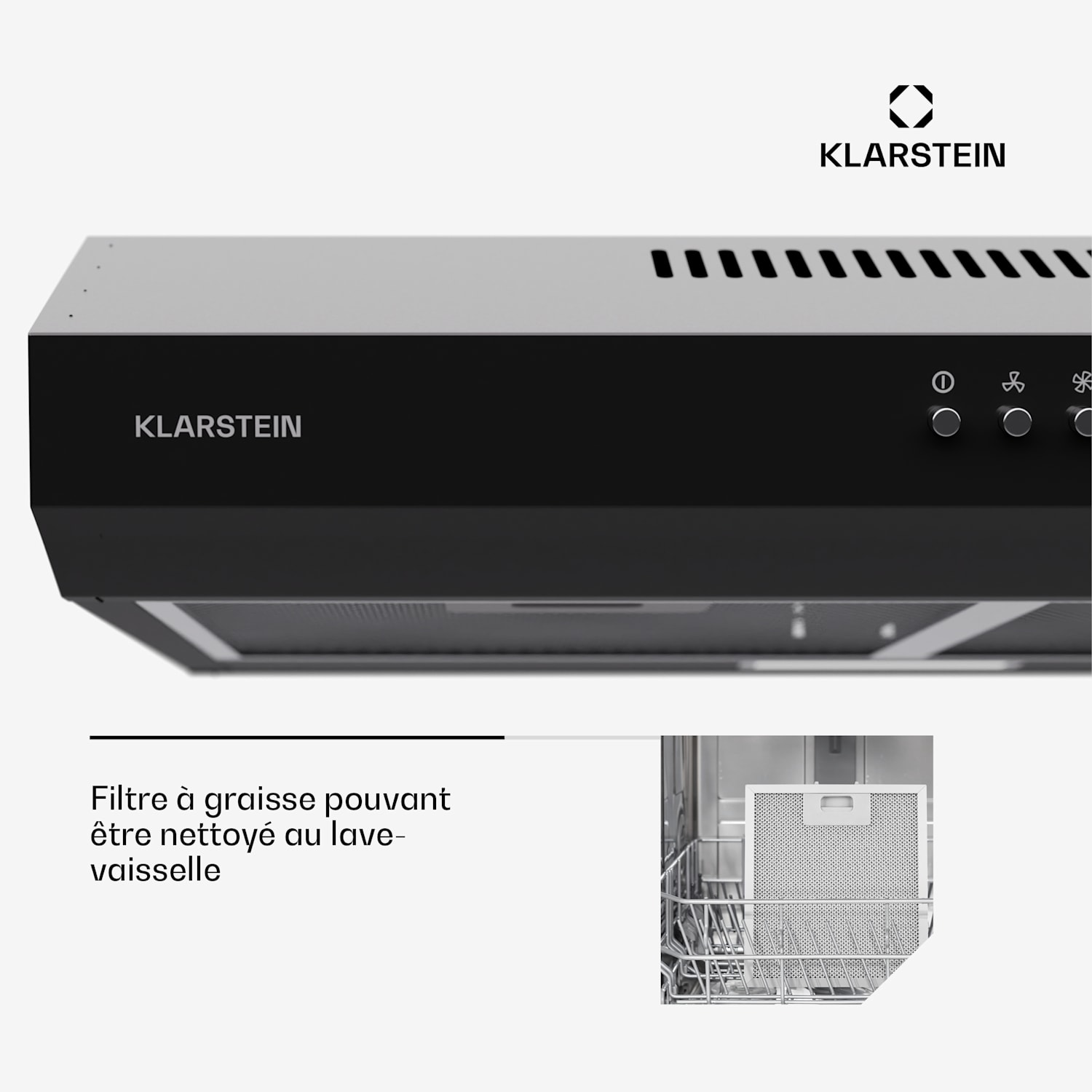 Contempo 60 Hotte aspirante encastrée 60 cm 200 m³/h LED Acier inoxydable Acrylique 60 cm | Noir