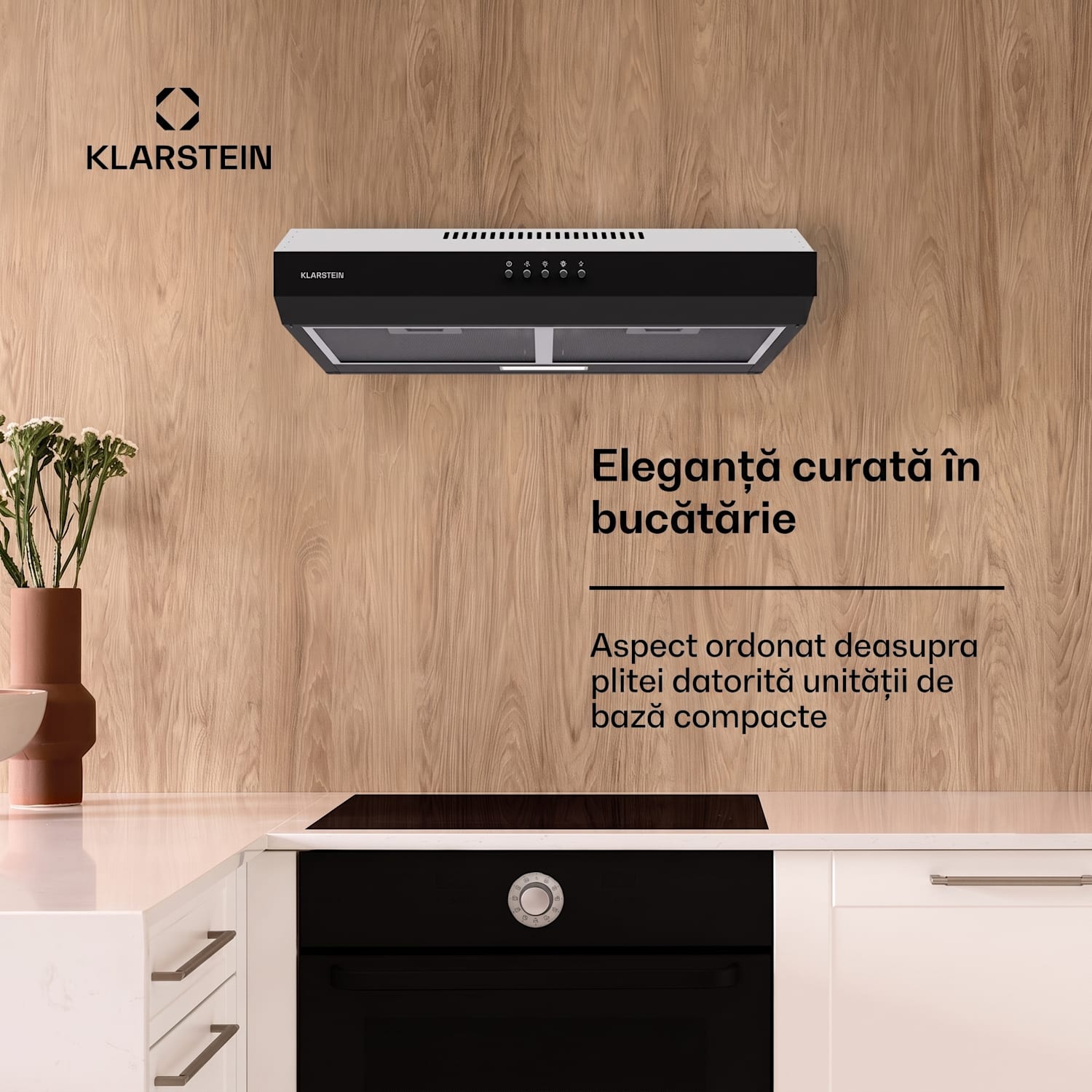 Contempo 60, hota, 60 cm, sub dulap, 200 m³/h, LED, acril, otel inoxidabil 60 cm | Negru