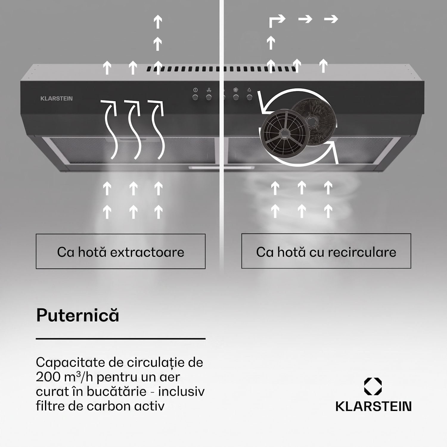 Contempo 60, hota, 60 cm, sub dulap, 200 m³/h, LED, acril, otel inoxidabil 60 cm | Negru