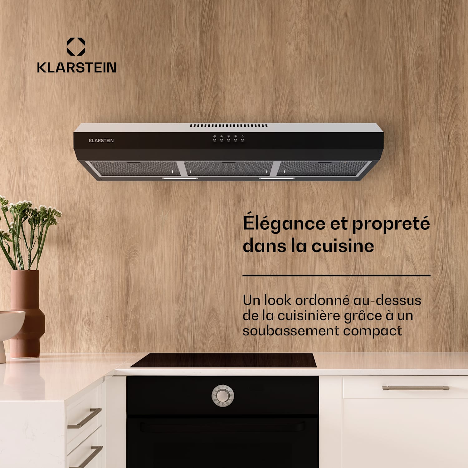 Contempo 90 afzuigkap voor onderbouw 90 cm 200 m³/h led rvs acryl 90 cm | Zwart