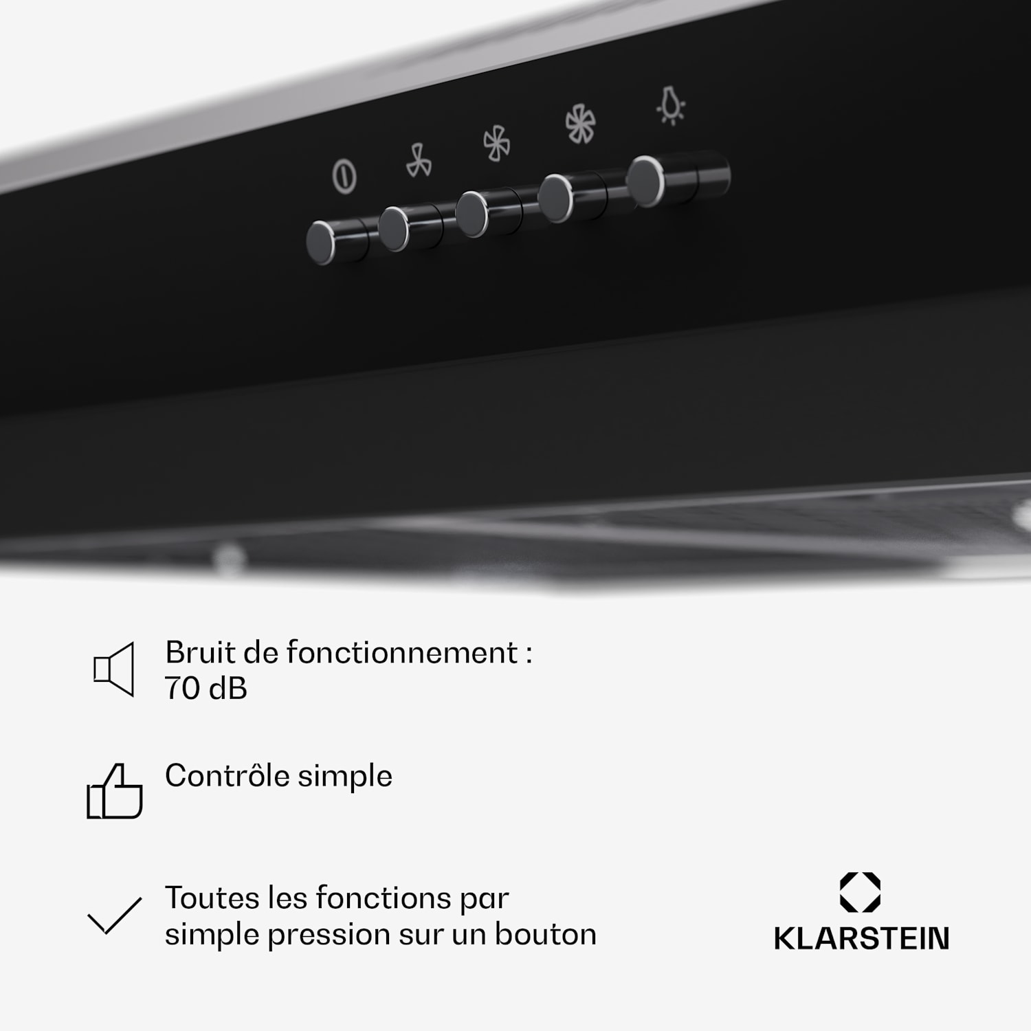 Contempo 90 afzuigkap voor onderbouw 90 cm 200 m³/h led rvs acryl 90 cm | Zwart