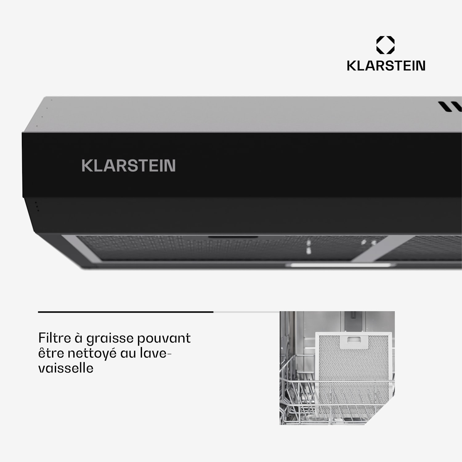 Contempo 90 afzuigkap voor onderbouw 90 cm 200 m³/h led rvs acryl 90 cm | Zwart