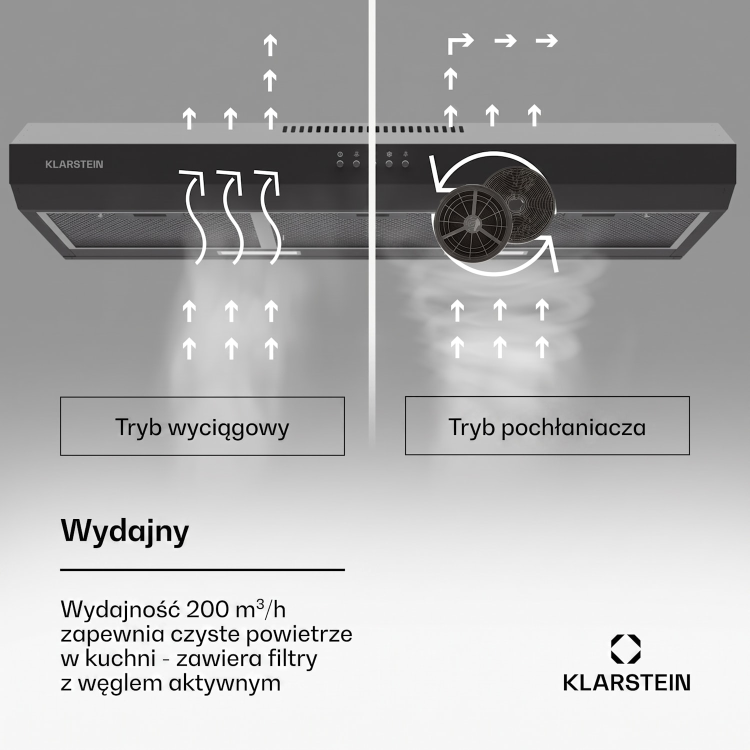 Contempo 90 okap wyciągowy podblatowy 90 cm | Czarny