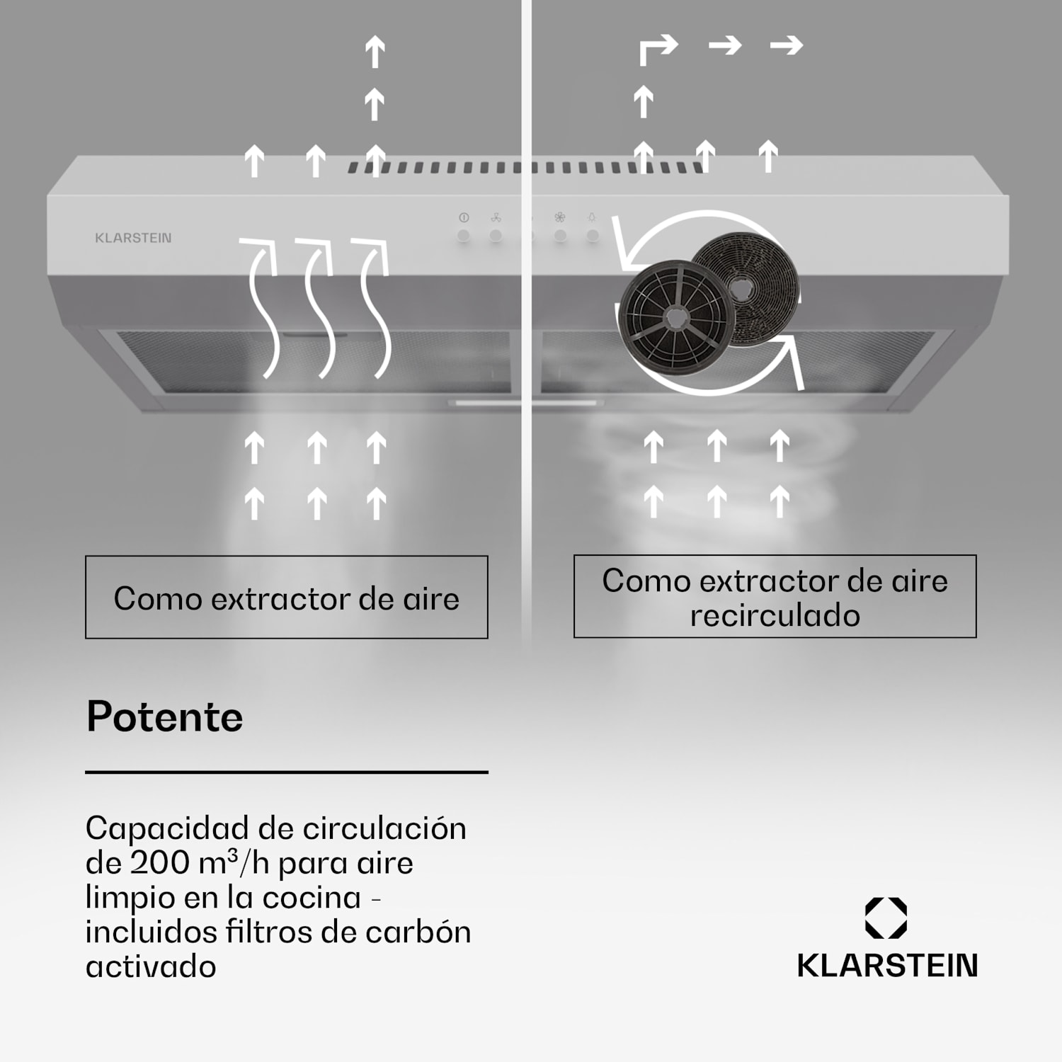 Campana extractora de montaje bajo Contempo 60 60cm 200m³/h LED acero inoxidable acrílico 60 cm | Blanco