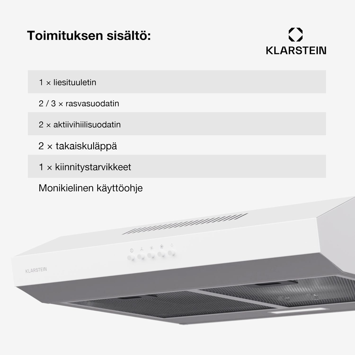 Contempo 60 alakaappituuletin 60 cm 200 m³/h LED ruostumaton teräs akryyli 60 cm | Valkoinen