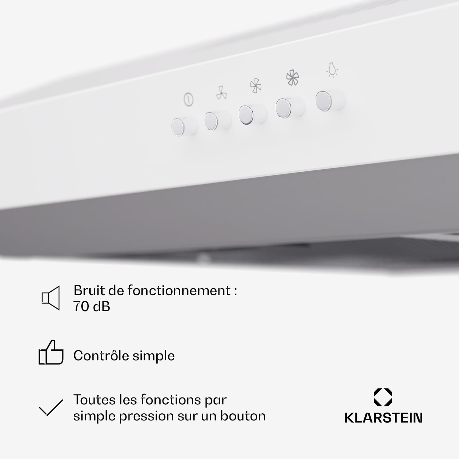 Contempo 60 afzuigkap voor onderbouw 60 cm 200 m³/h led rvs acryl 60 cm | Wit