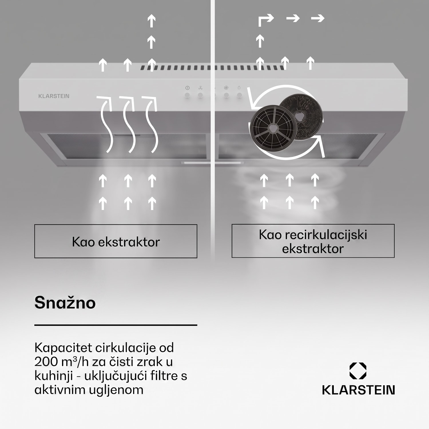 Contempo 60, napa, 60 cm, podkabinet, 200 m³/h, LED, akril, nehrđajući čelik 60 cm | Bijela