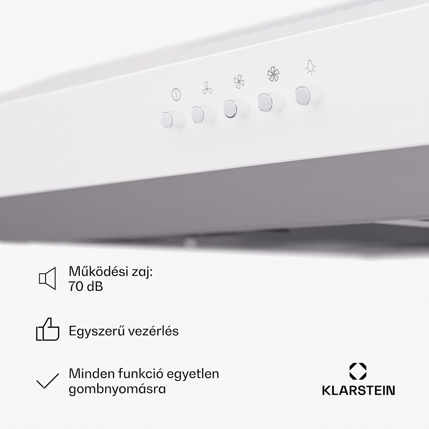 Contempo 60, páraelszívó, 60 cm, szekrény alatti, 200 m³/ó, LED, akril, rozsdamentes acél 60 cm | Fehér