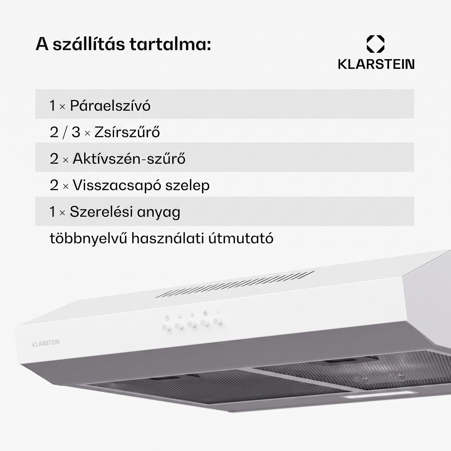 Contempo 60, páraelszívó, 60 cm, szekrény alatti, 200 m³/ó, LED, akril, rozsdamentes acél 60 cm | Fehér