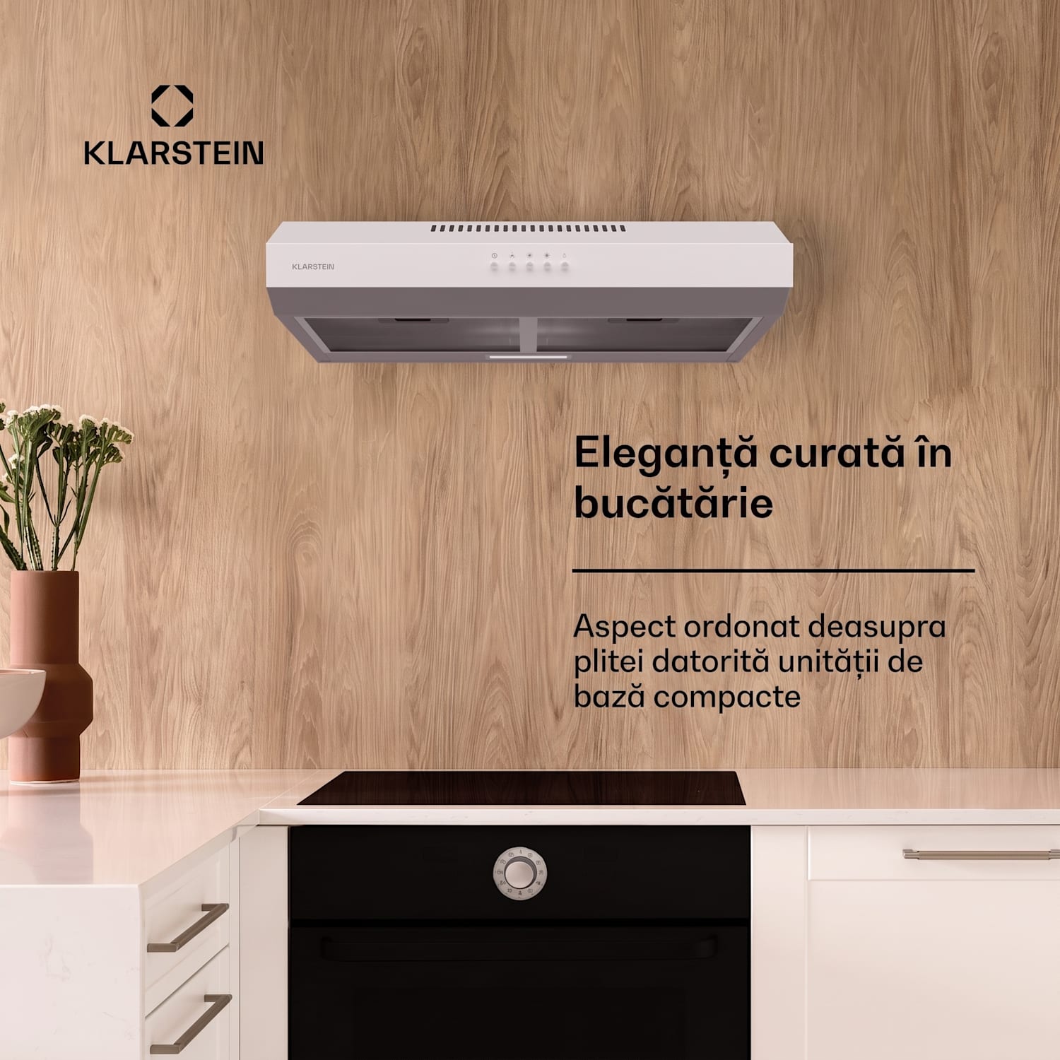 Contempo 60, hota, 60 cm, sub dulap, 200 m³/h, LED, acril, otel inoxidabil 60 cm | Alb