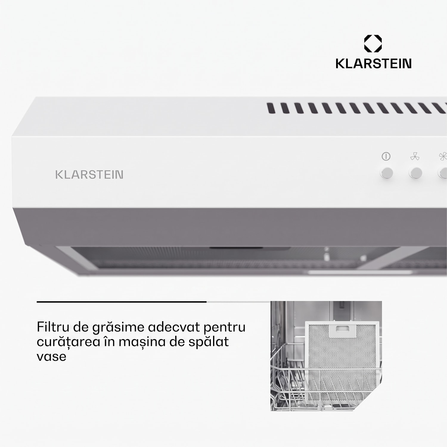 Contempo 60, hota, 60 cm, sub dulap, 200 m³/h, LED, acril, otel inoxidabil 60 cm | Alb