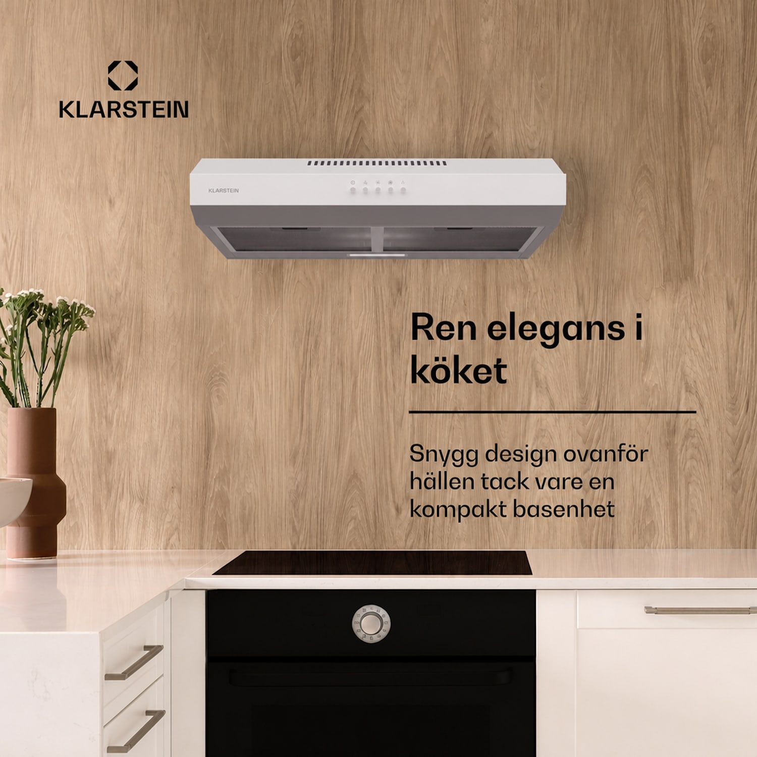 Contempo 60 Underbyggd köksfläkt 60 cm 200 m³/h LED Rostfritt stål Akryl 60 cm | Vit