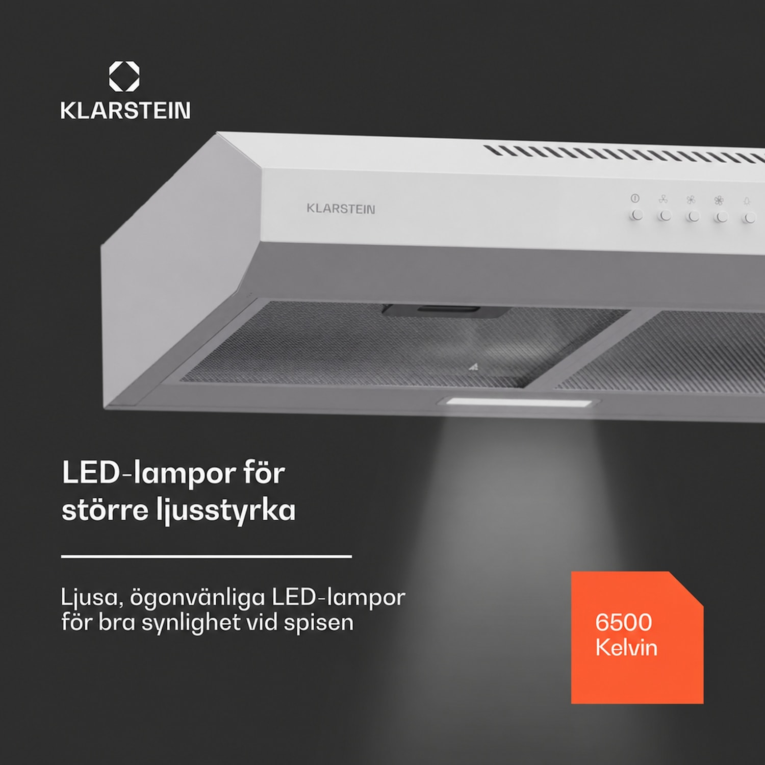 Contempo 60 Underbyggd köksfläkt 60 cm 200 m³/h LED Rostfritt stål Akryl 60 cm | Vit