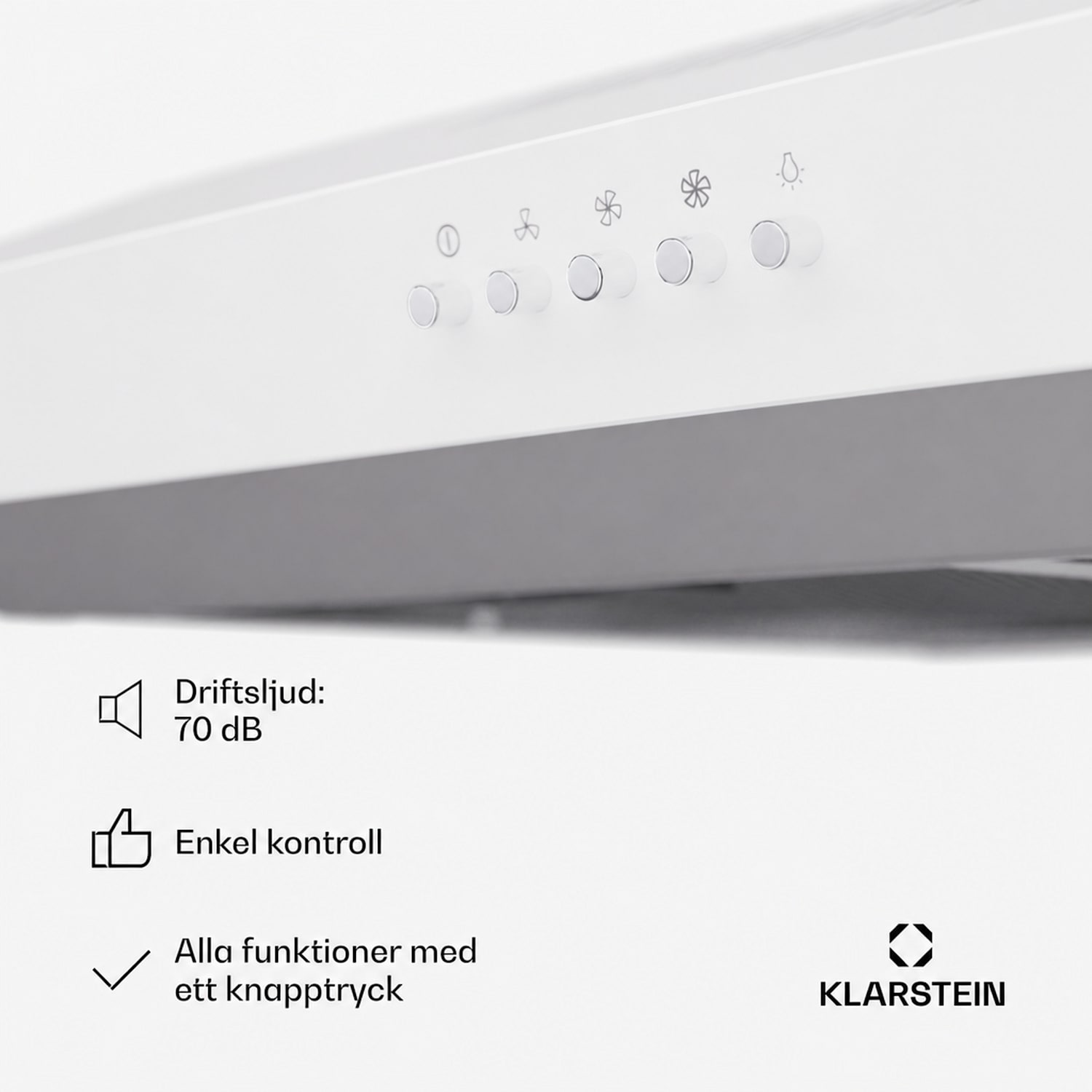 Contempo 60 Underbyggd köksfläkt 60 cm 200 m³/h LED Rostfritt stål Akryl 60 cm | Vit