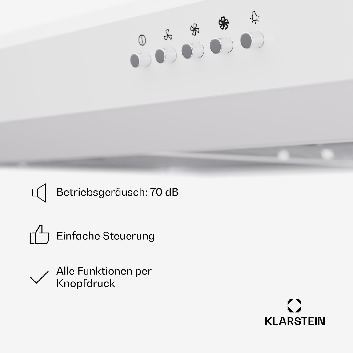Contempo 90 Unterbau-Dunstabzugshaube 90cm 200m³/h LED Edelstahl Acryl 90 cm | Weiß