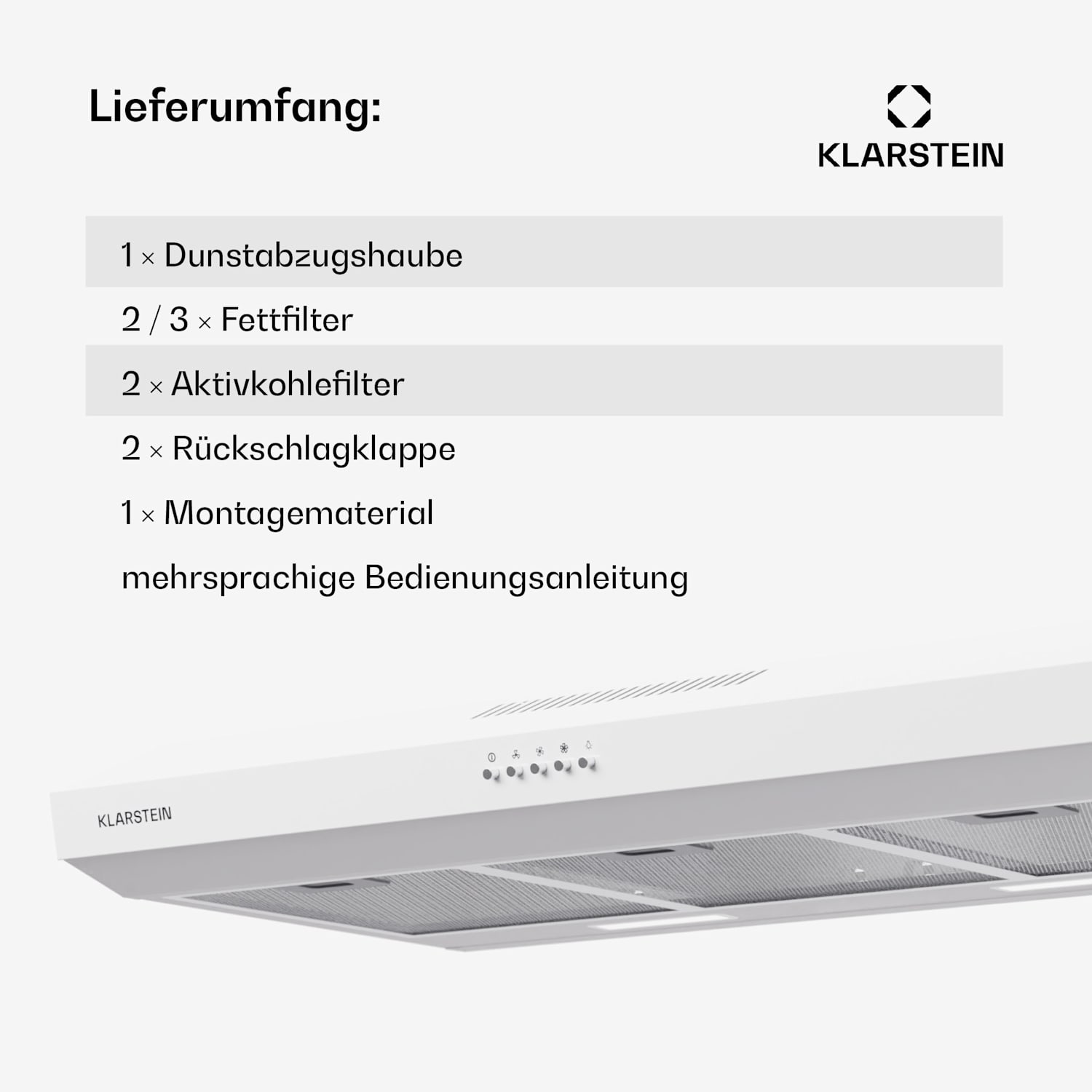 Contempo 90 Unterbau-Dunstabzugshaube 90cm 200m³/h LED Edelstahl Acryl 90 cm | Weiß