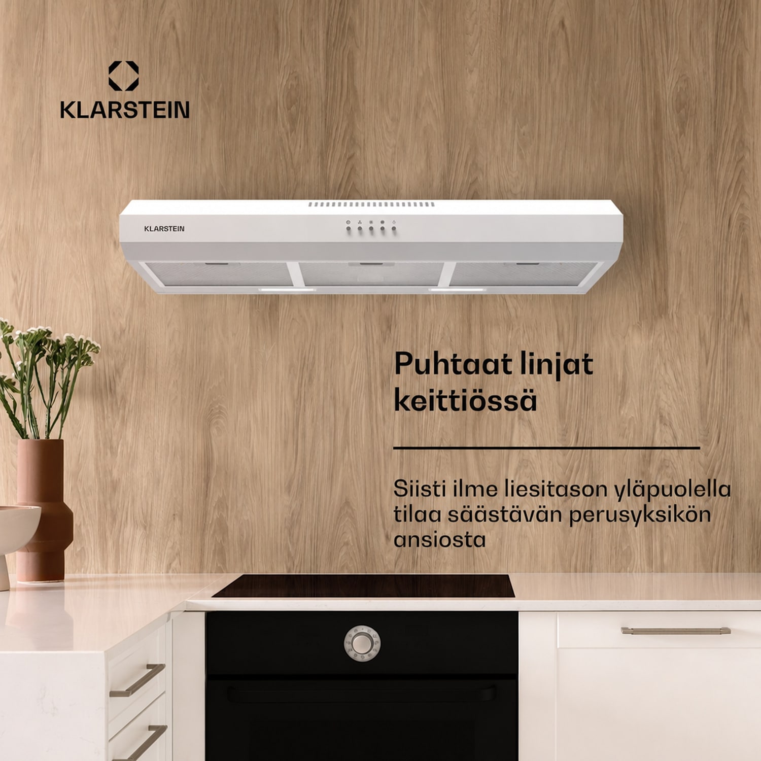 Contempo 90 liesituuletin yläkaapin alle 90 cm 200 m³/h LED ruostumaton teräs akryyli 90 cm | Valkoinen