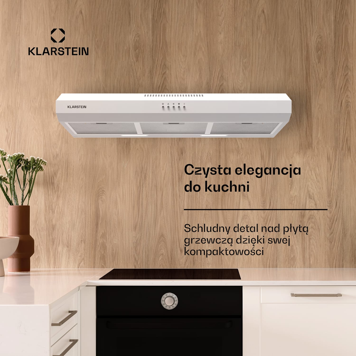 Contempo 90 wyciąg podblatowy 90cm 200m³/h LED stal nierdzewna akryl 90 cm | Biały