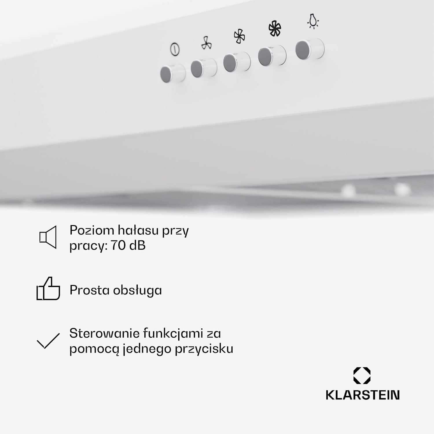 Contempo 90 wyciąg podblatowy 90cm 200m³/h LED stal nierdzewna akryl 90 cm | Biały