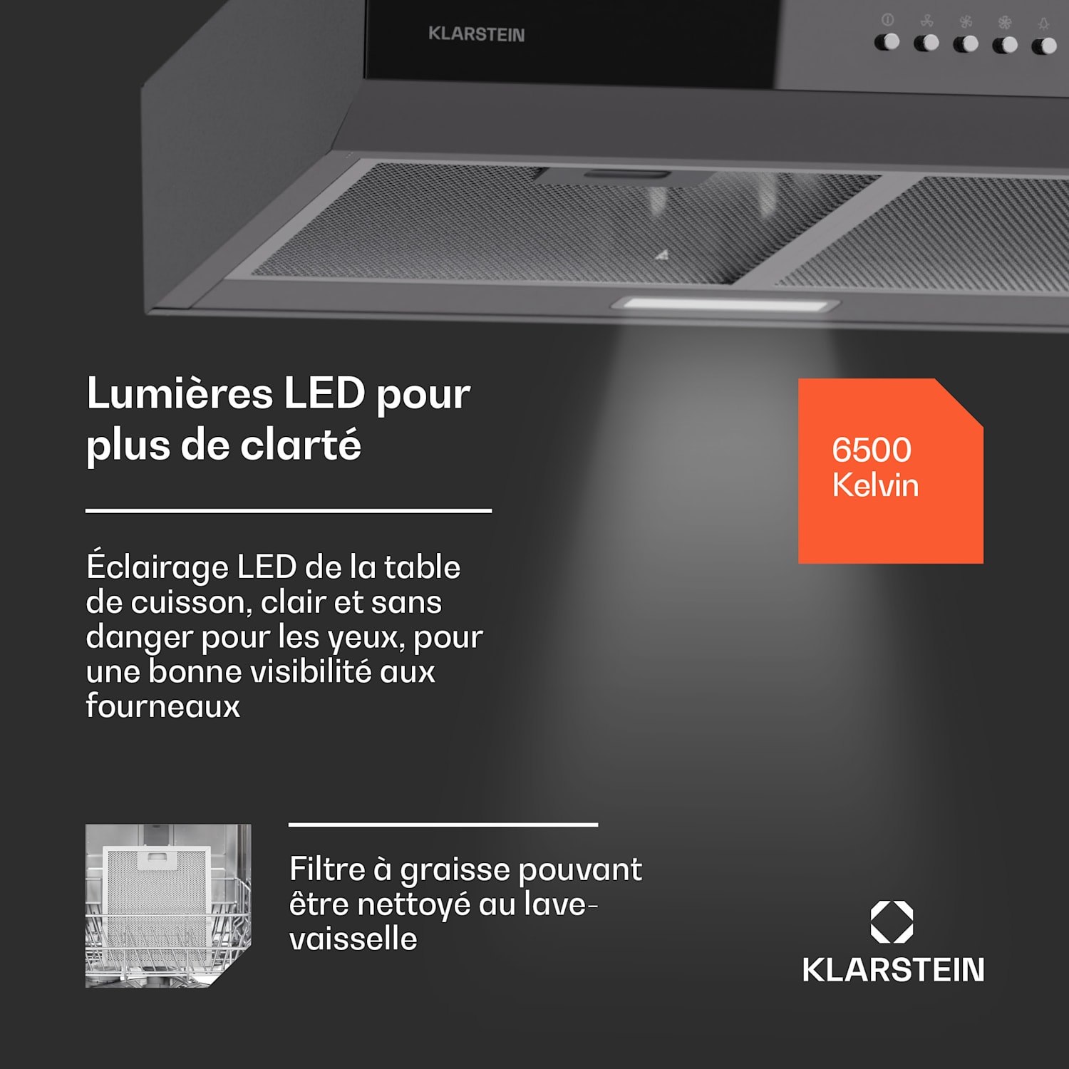 Contempo 60 afzuigkap voor onderbouw 60 cm 200 m³/h led rvs acryl 60 cm | Zilver