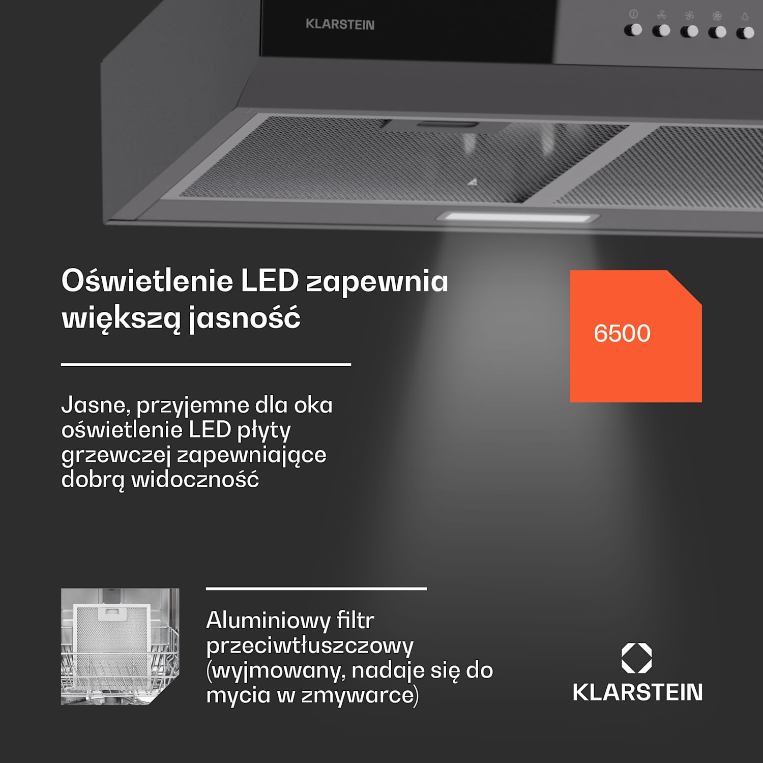 Contempo 60 wyciąg podblatowy 60cm 200m³/h LED stal nierdzewna akryl 60 cm | Srebrny