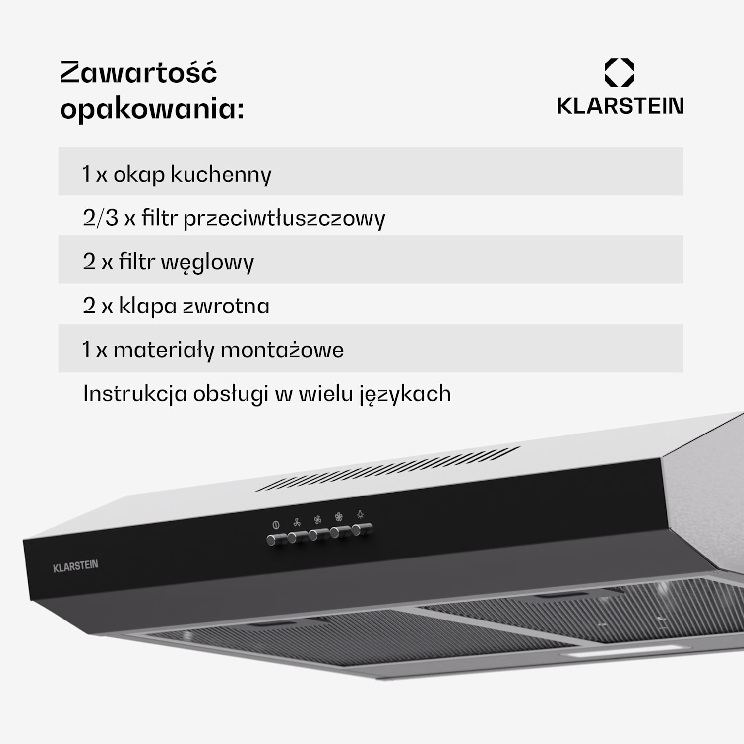 Contempo 60 wyciąg podblatowy 60cm 200m³/h LED stal nierdzewna akryl 60 cm | Srebrny