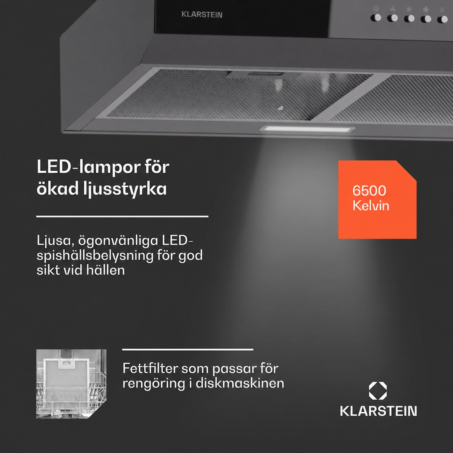 Contempo 60 integrerad köksfläkt 60 cm 200 m³/h LED rostfritt stål akryl 60 cm | Silver