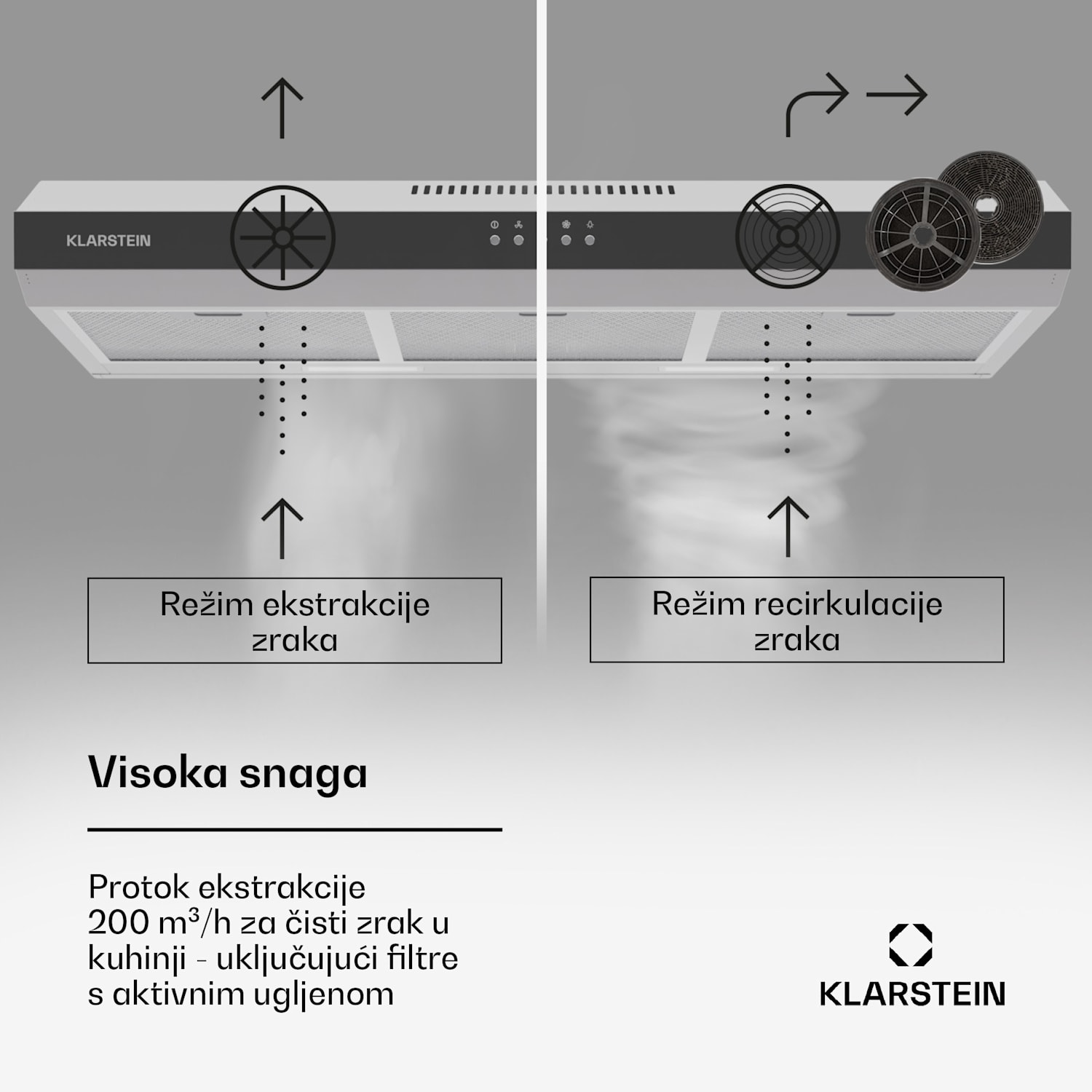 Contempo 90, napa, 90 cm, podkabinet, 200 m³/h, LED, akril, nehrđajući čelik 