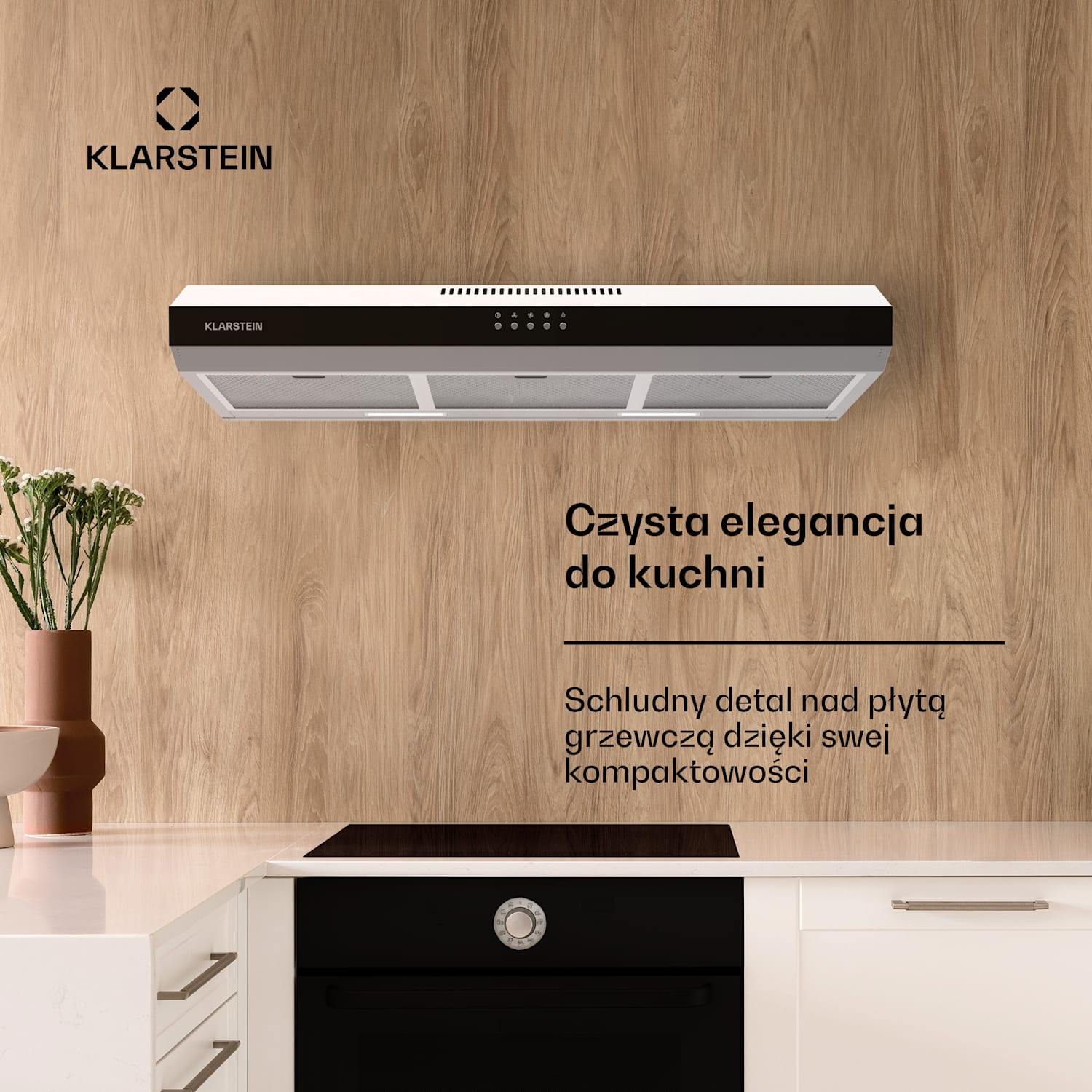 Contempo 90 wyciąg podszafkowy 90cm 200m³/h LED stal nierdzewna akryl 90 cm | Srebrny