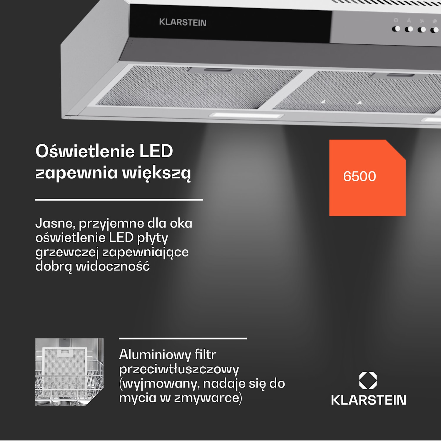Contempo 90 wyciąg podszafkowy 90cm 200m³/h LED stal nierdzewna akryl 90 cm | Srebrny