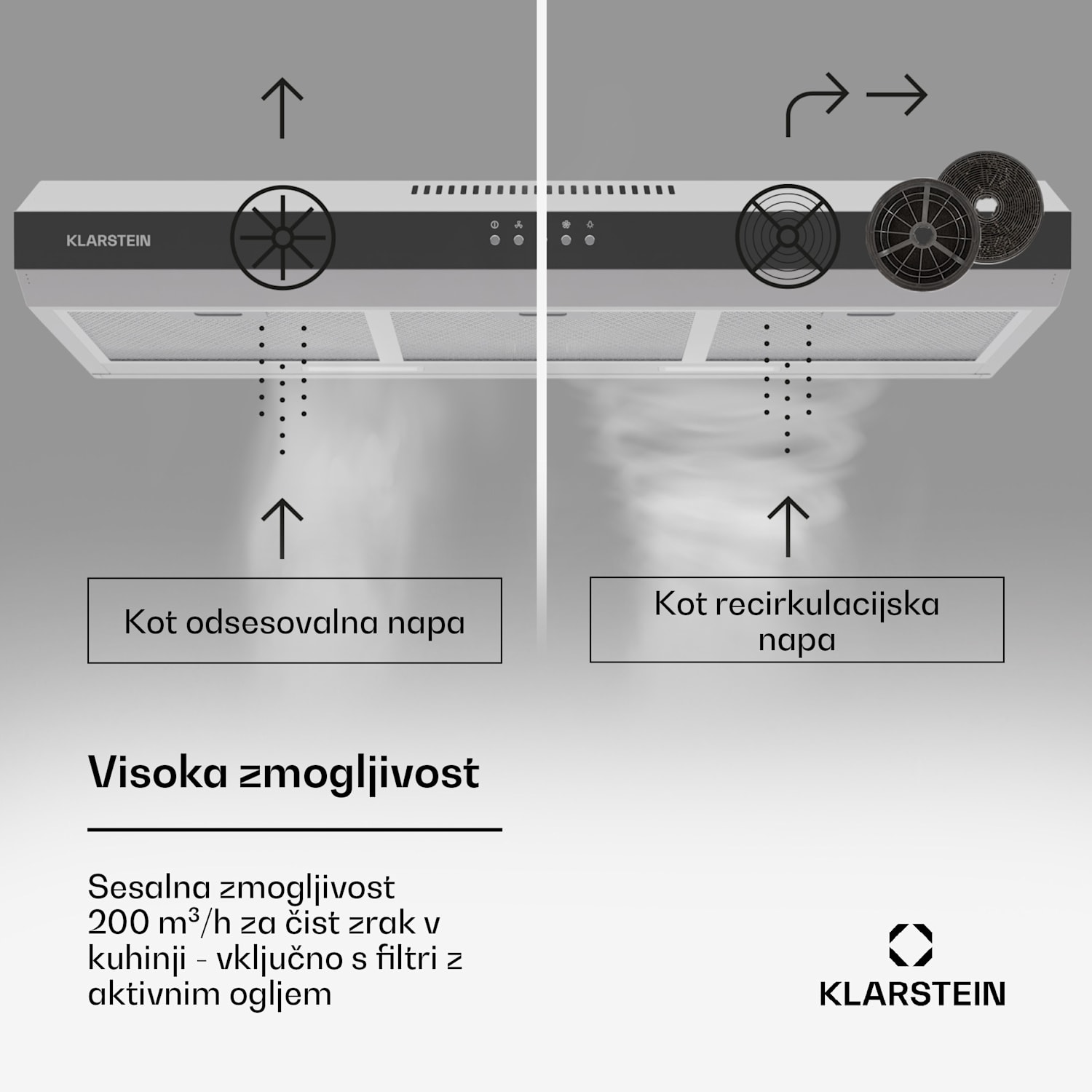 Contempo 90, kuhinjska napa, 90 cm, namestitev pod kuhinjsko omarico, 200 m³/h, LED, akril, nerjaveče jeklo 90 cm | Srebrna