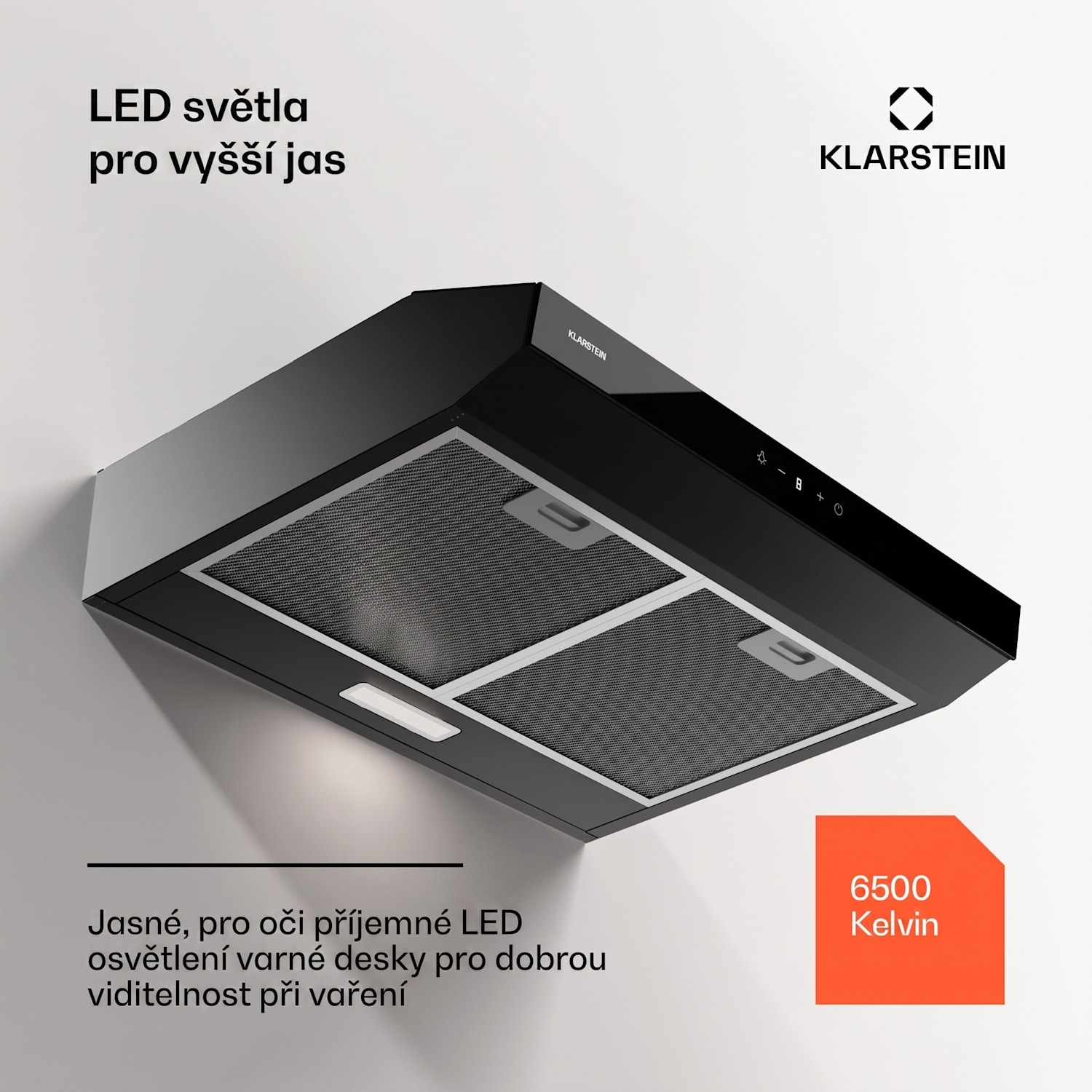 Contempo Neo, digestoř, podskříňková, recirkulace, 199 m³/h, SenseControl, integrované dotykové ovládání, nerezavějící ocel / akrylátové sklo 