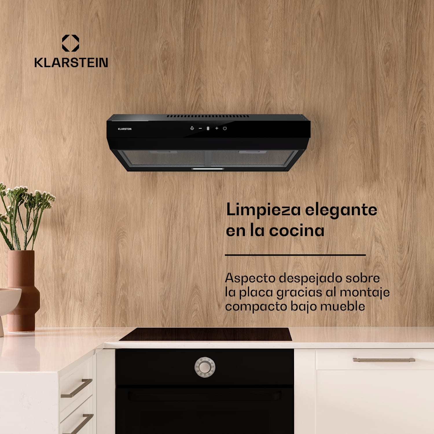 Contempo Neo Campana extractora de techo Extracción/recirculación de aire Potencia de extracción de 175 m³/h Control táctil SenseControl Frontal de acero inoxidable/cristal acrílico 